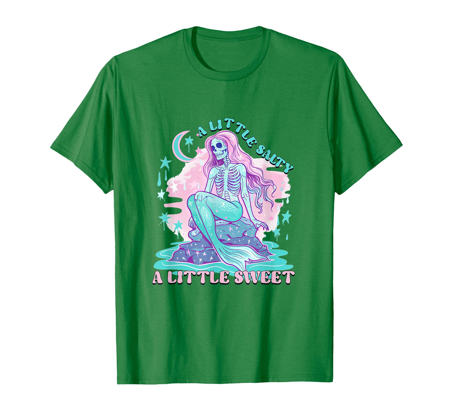 A Little Salty A Little Sweet Mermaid Skeleton Summerween Men Women T-Shirt