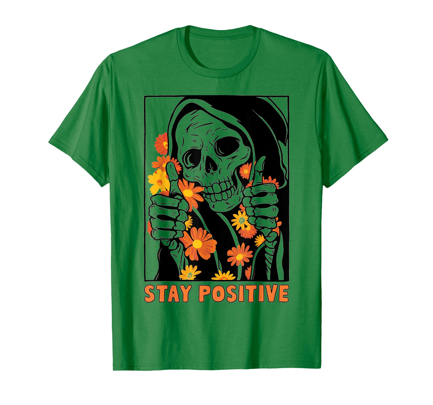 Stay Positive Skeleton Halloween Motivational Funny Skull T-Shirt