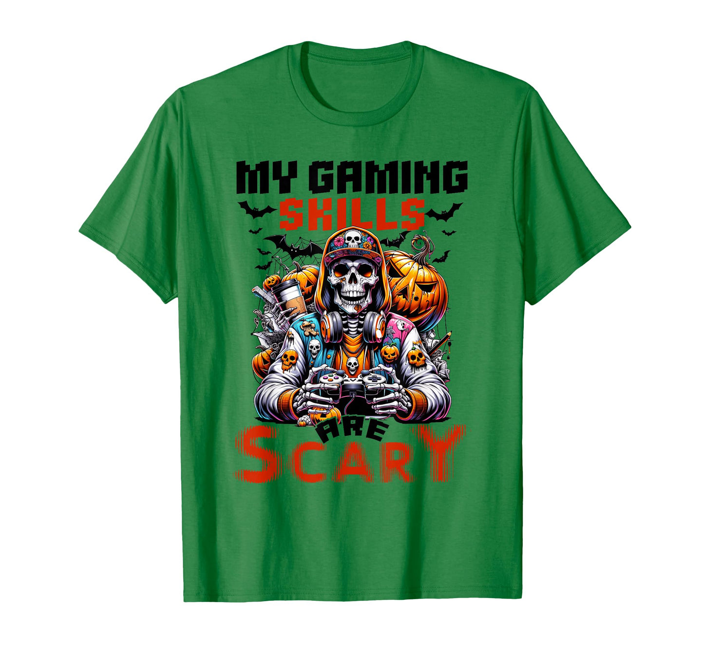 My Gaming Skills are Scary Halloween Gamer Boys Kids T-Shirt