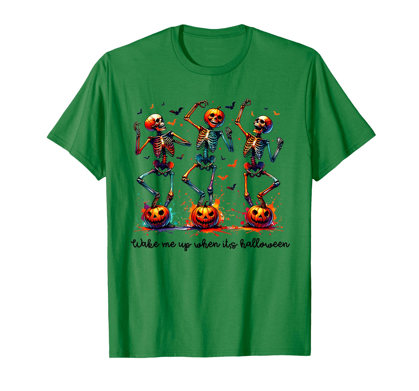 Wake Me When It's Halloween Funny Dancing Skeleton Halloween T-Shirt