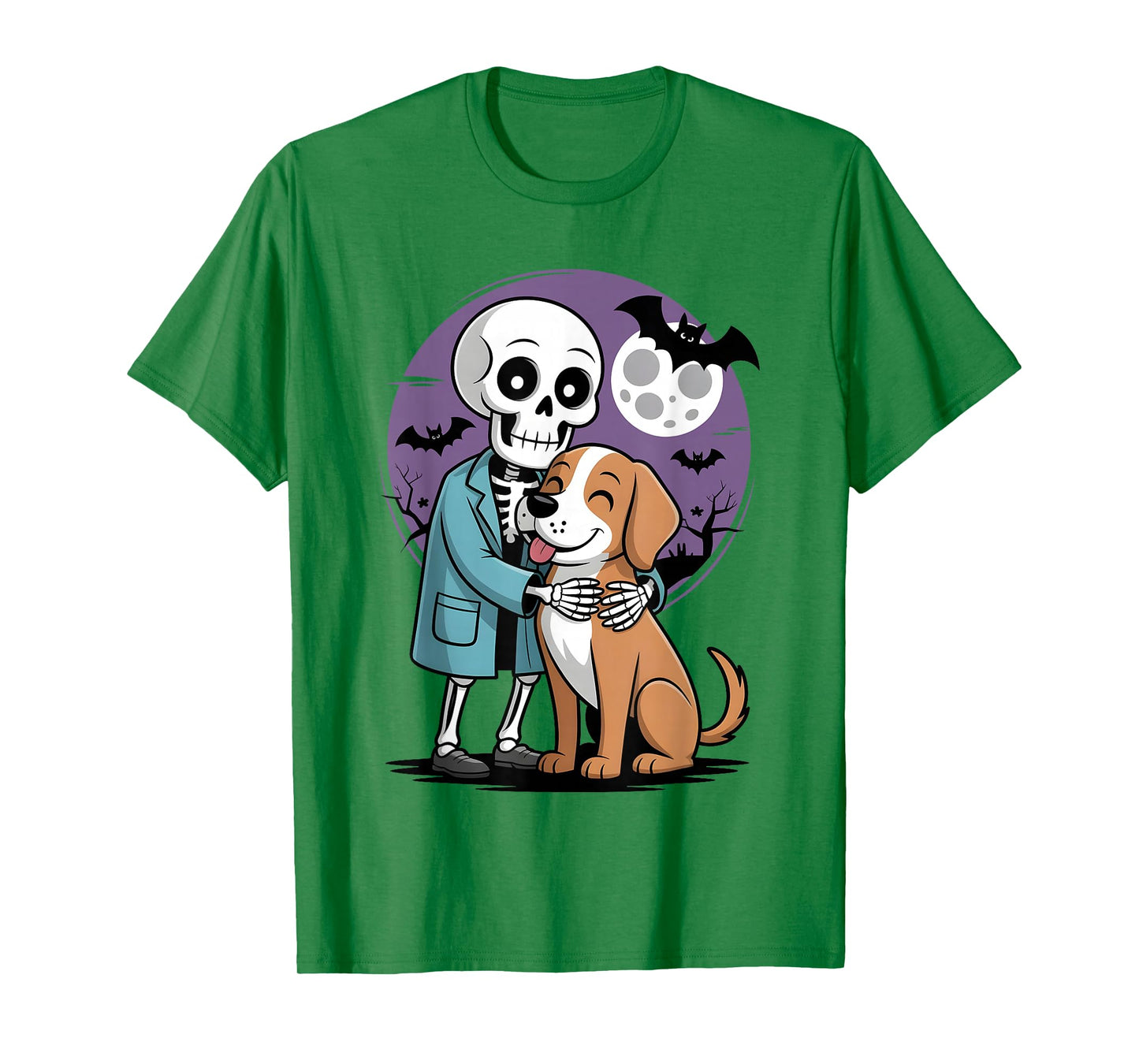 Skeleton Hugging Dog Funny Vet Dog Lover Halloween Men Women T-Shirt