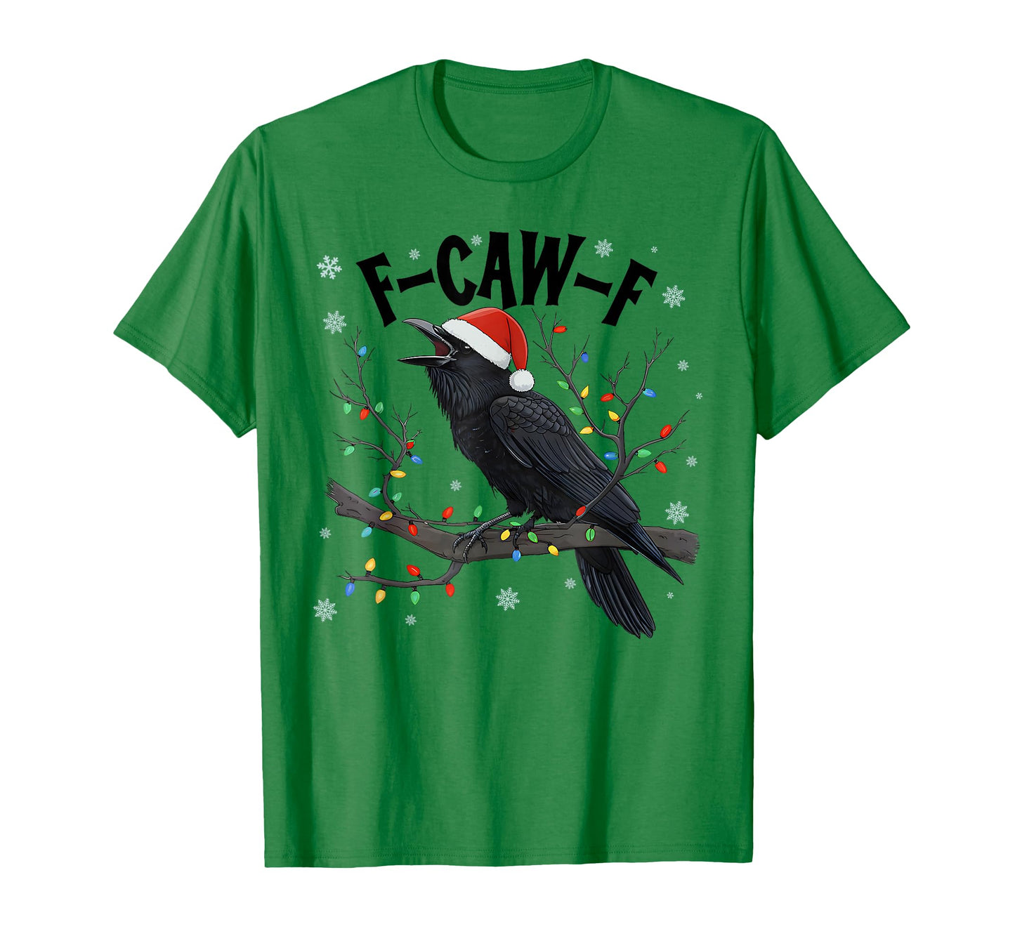Merry Christmas F-Caw-F Crow Santa Black Bird Xmas Raven T-Shirt