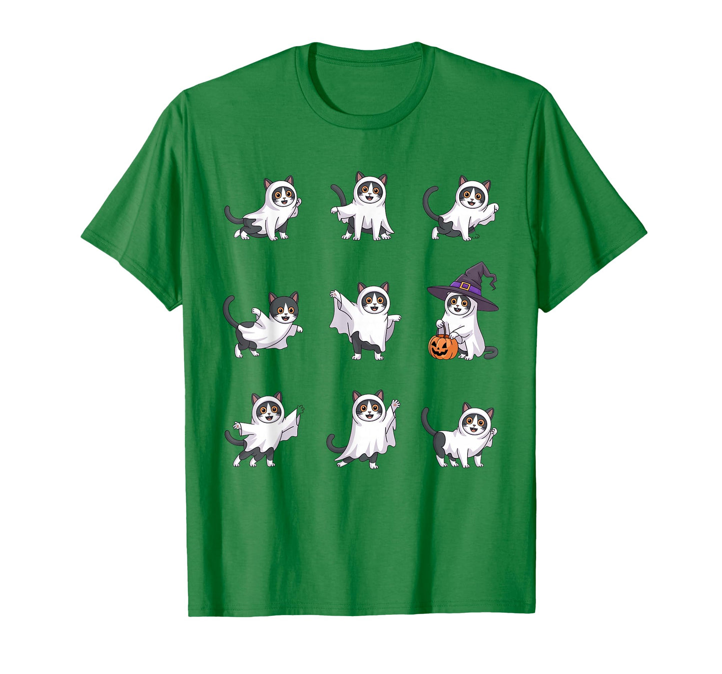 Cute Ghost Cat Funny Halloween Outfit Costumes Black Cat T-Shirt