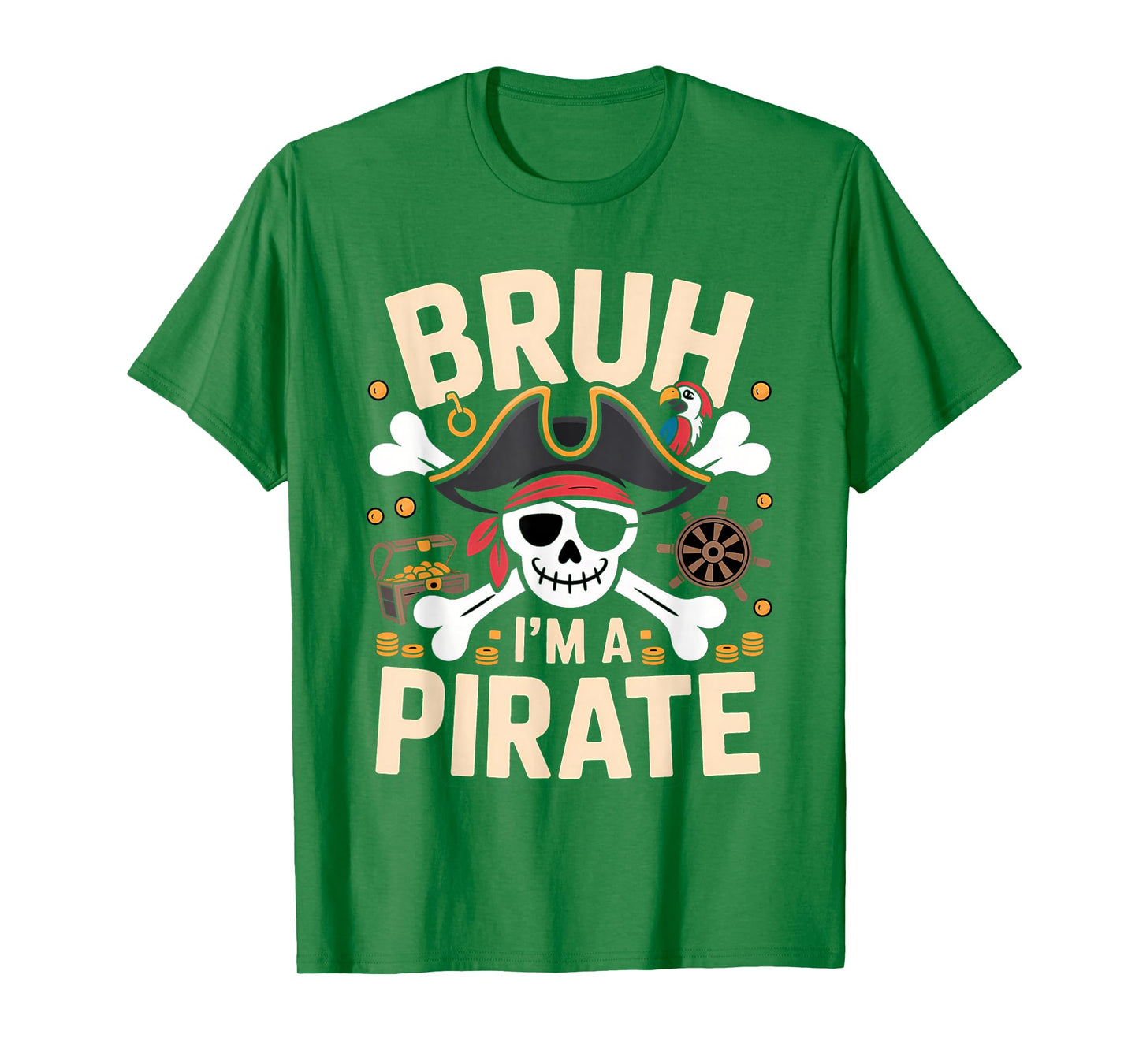 Bruh I'm A Pirate Skeleton Funny Halloween Costume Kids Boy T-Shirt