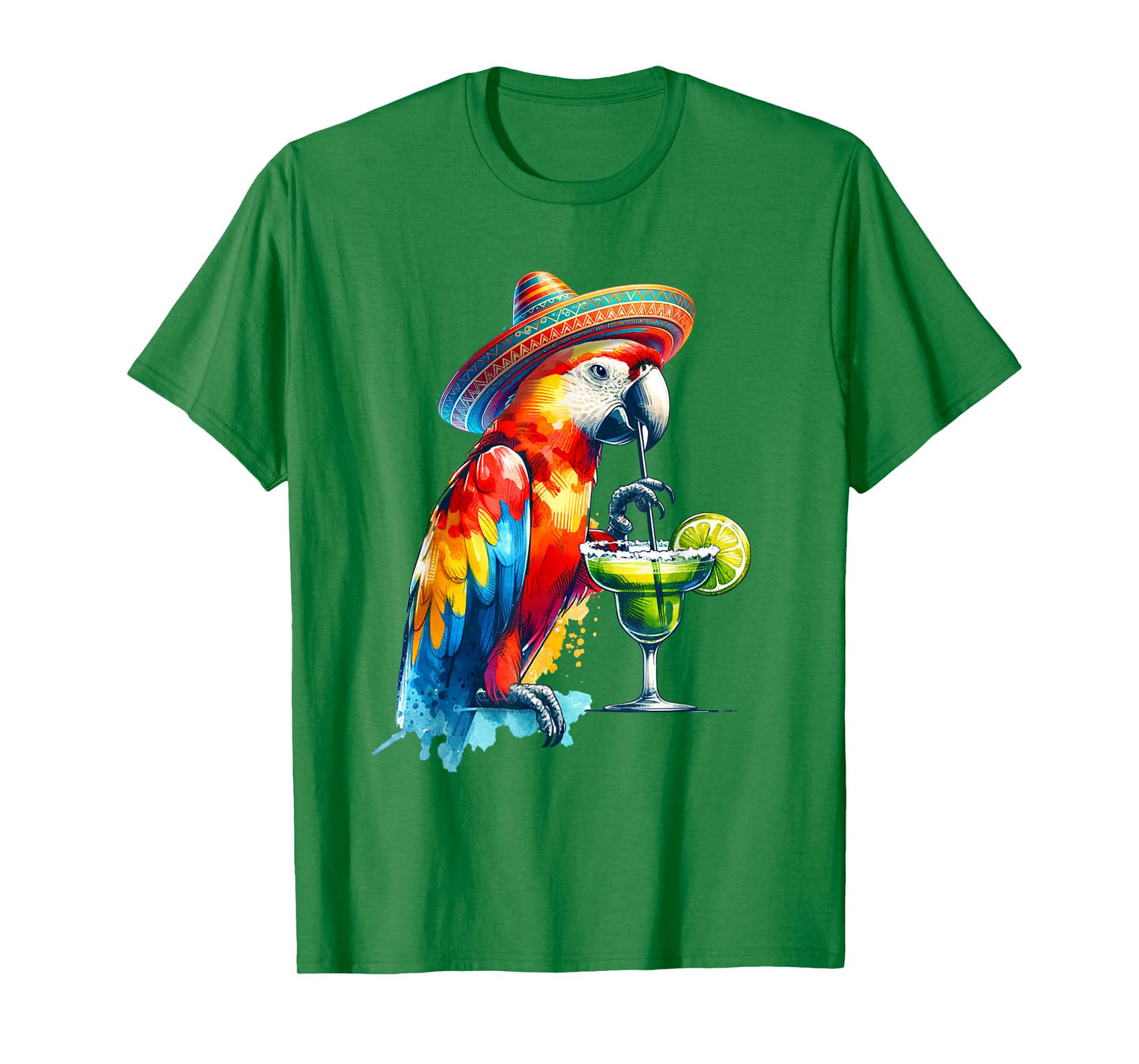 Cinco de Mayo Mexican Sombrero Parrot Drinking a Margarita T-Shirt