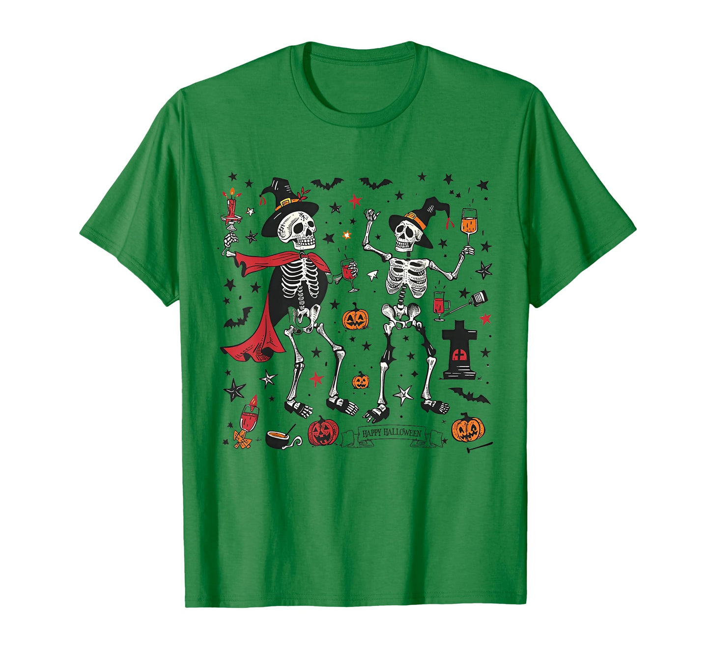 Dancing Skeletons Funny Spooky Halloween Party Men Boys Kids T-Shirt