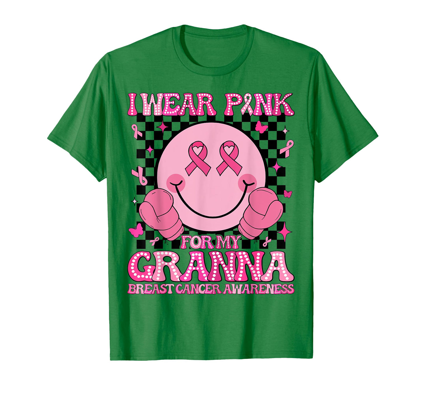 I Wear Pink For My Granna Breast Cancer Awareness Groovy T-Shirt