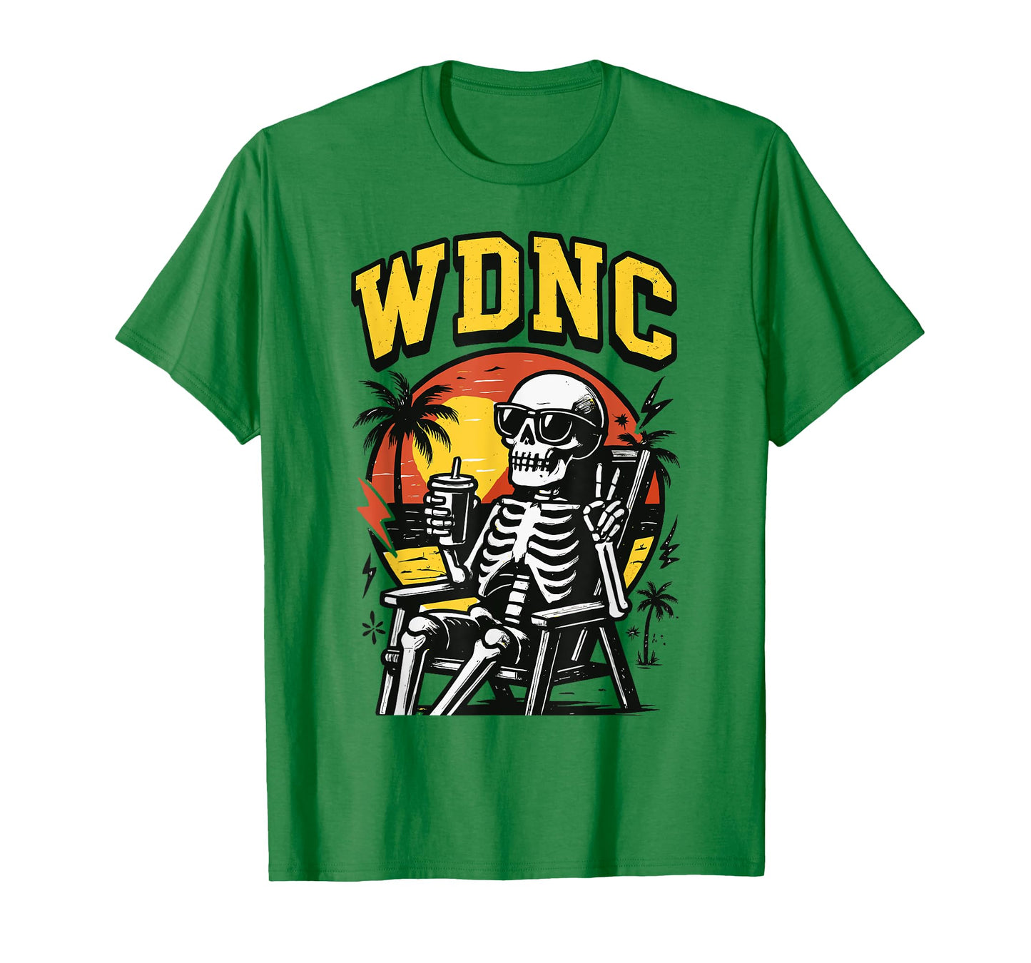 WDNC Chillin Skeleton Vintage Sunset Beach T-Shirt