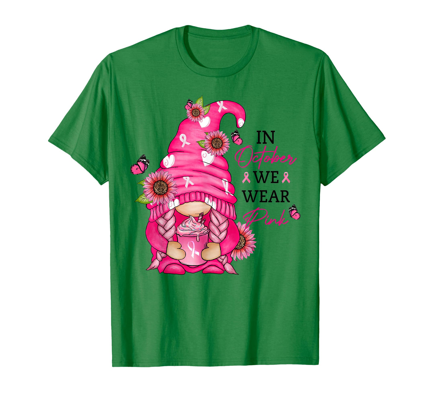 Pink Gnome Breast Cancer Awareness Graphic T-Shirt