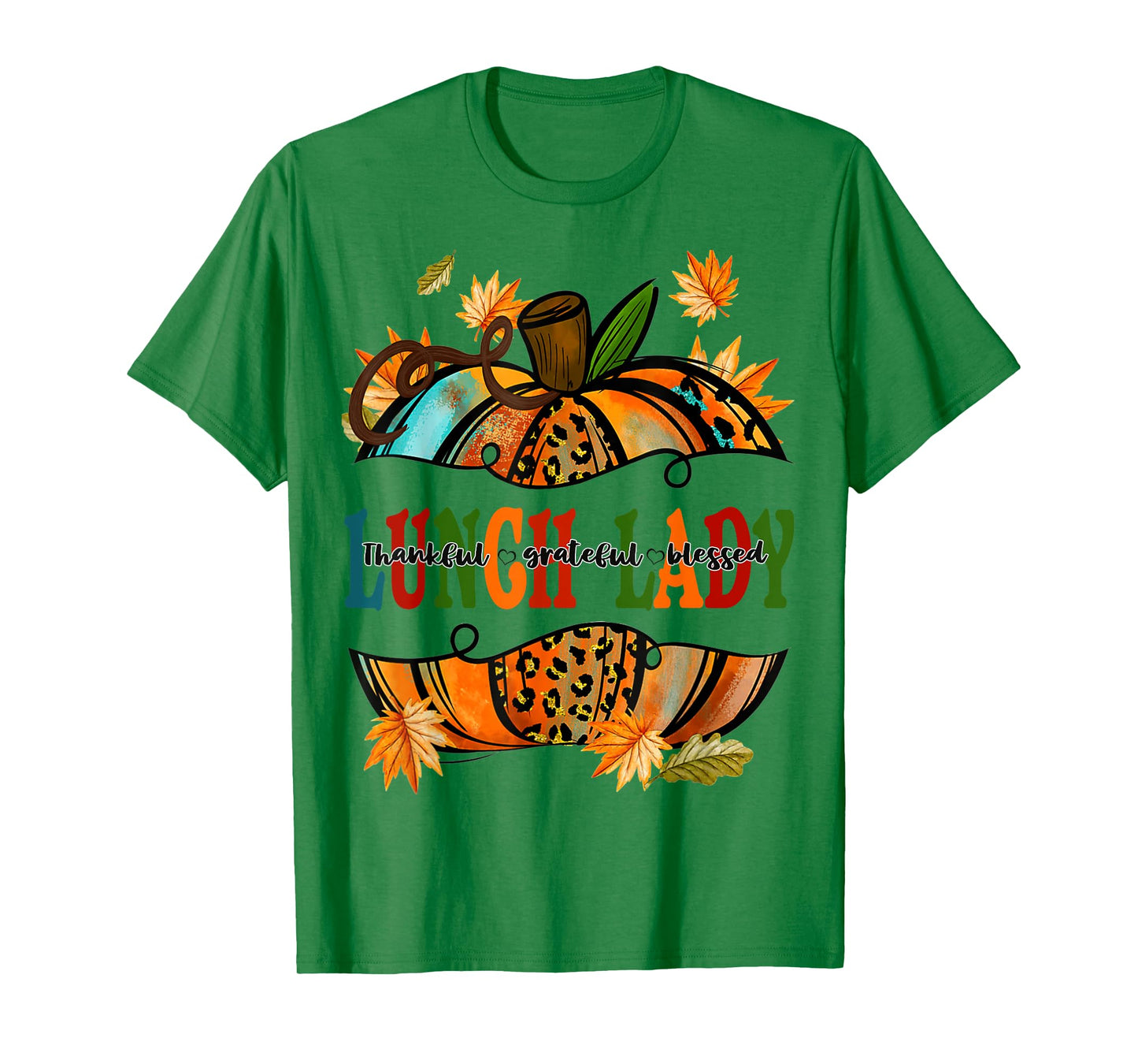 Leopard Pumpkin Fall Autumn Thanksgiving Lunch Lady Women T-Shirt