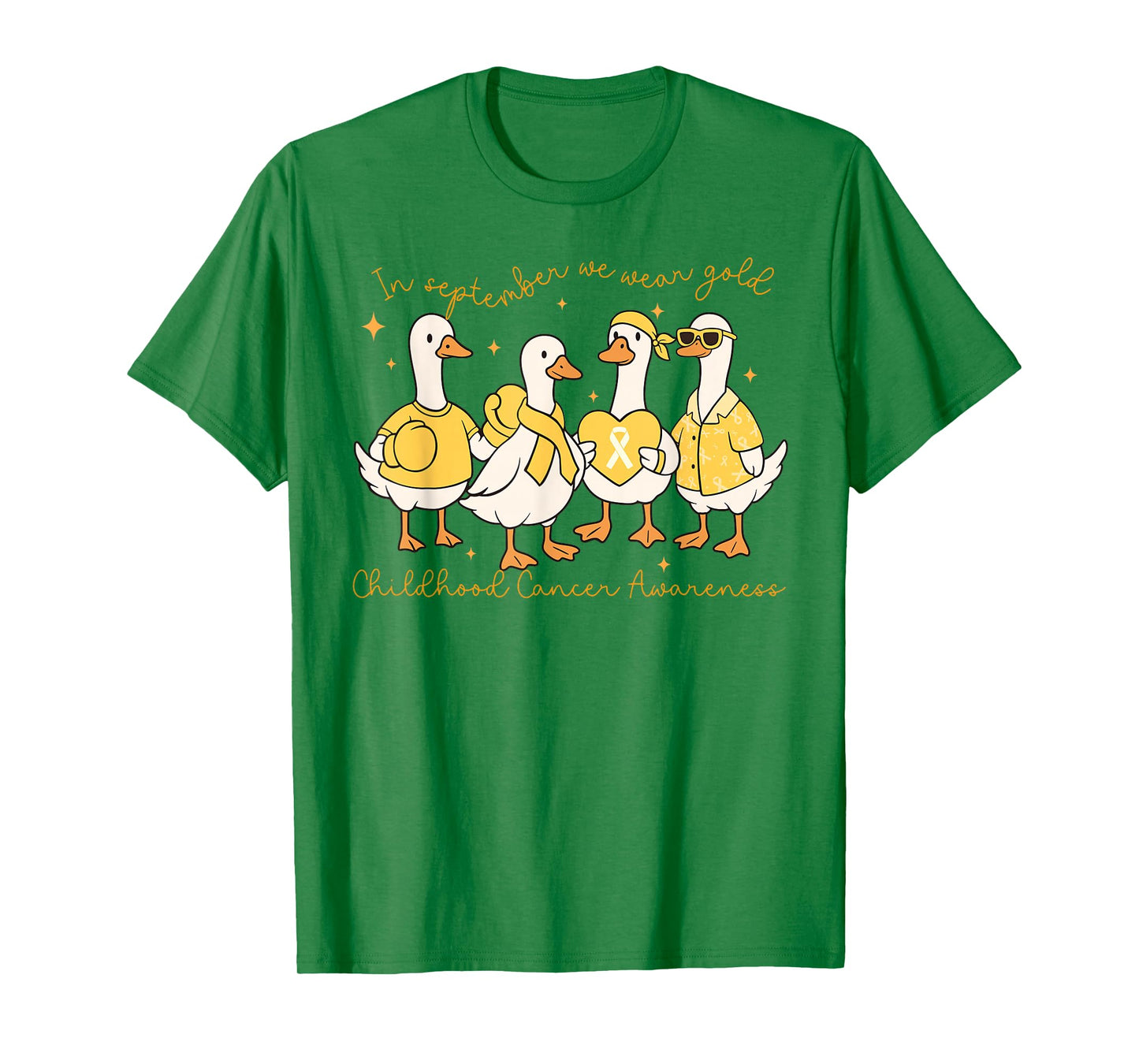 in September We Wear Gold Childhood Cancer Awareness Goose T-Shirt