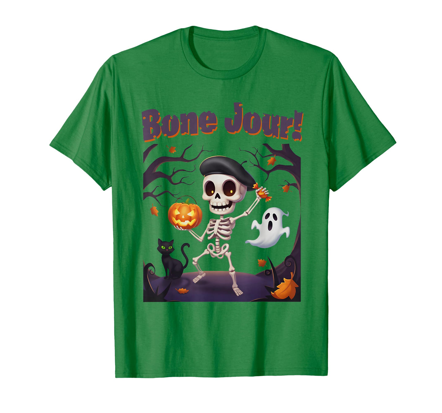 Skeleton Bone Jour Funny Halloween Autumn Vibes October T-Shirt