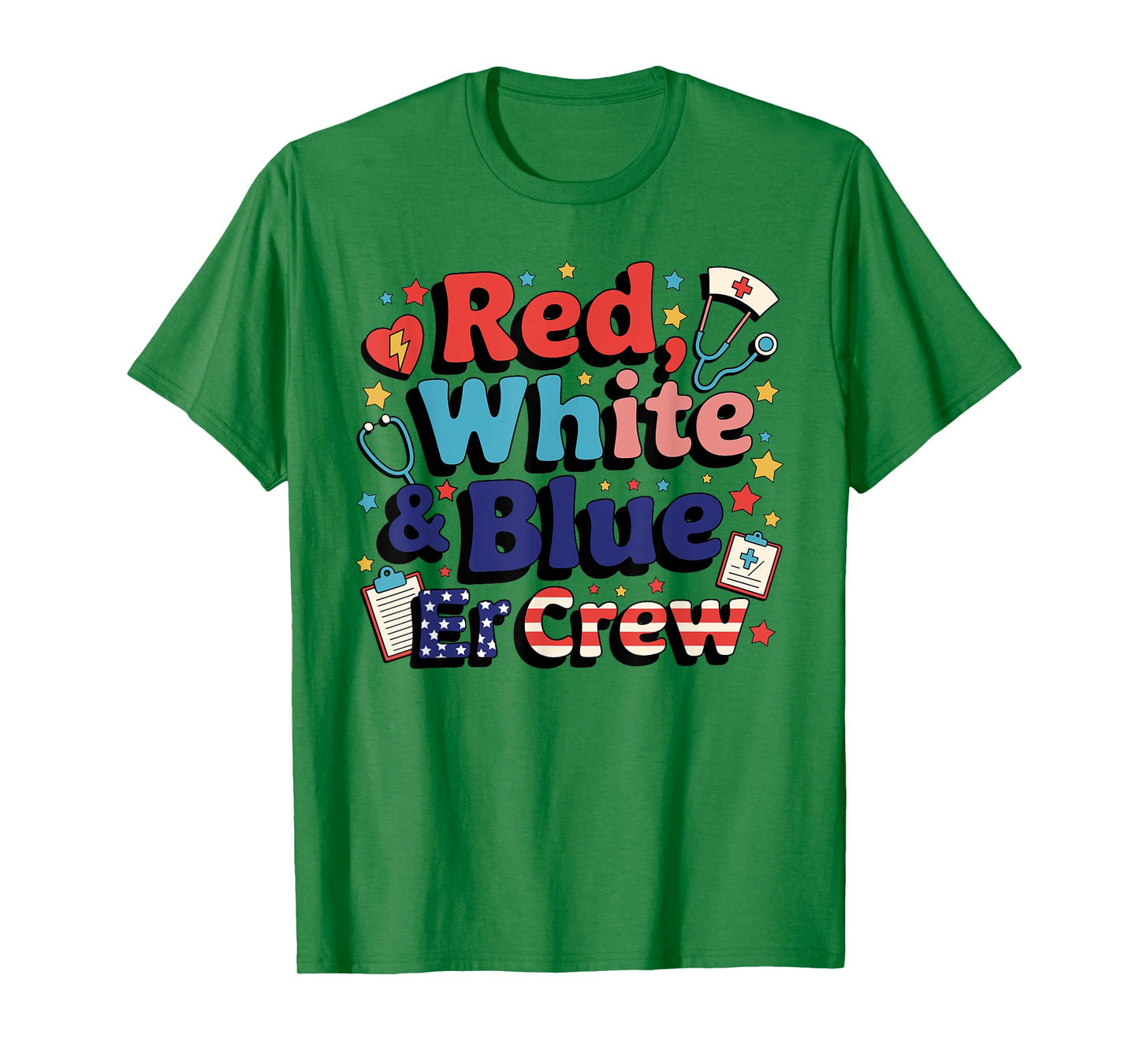 Retro Red White Blue Er Crew Emergency Room 4th Of July T-Shirt
