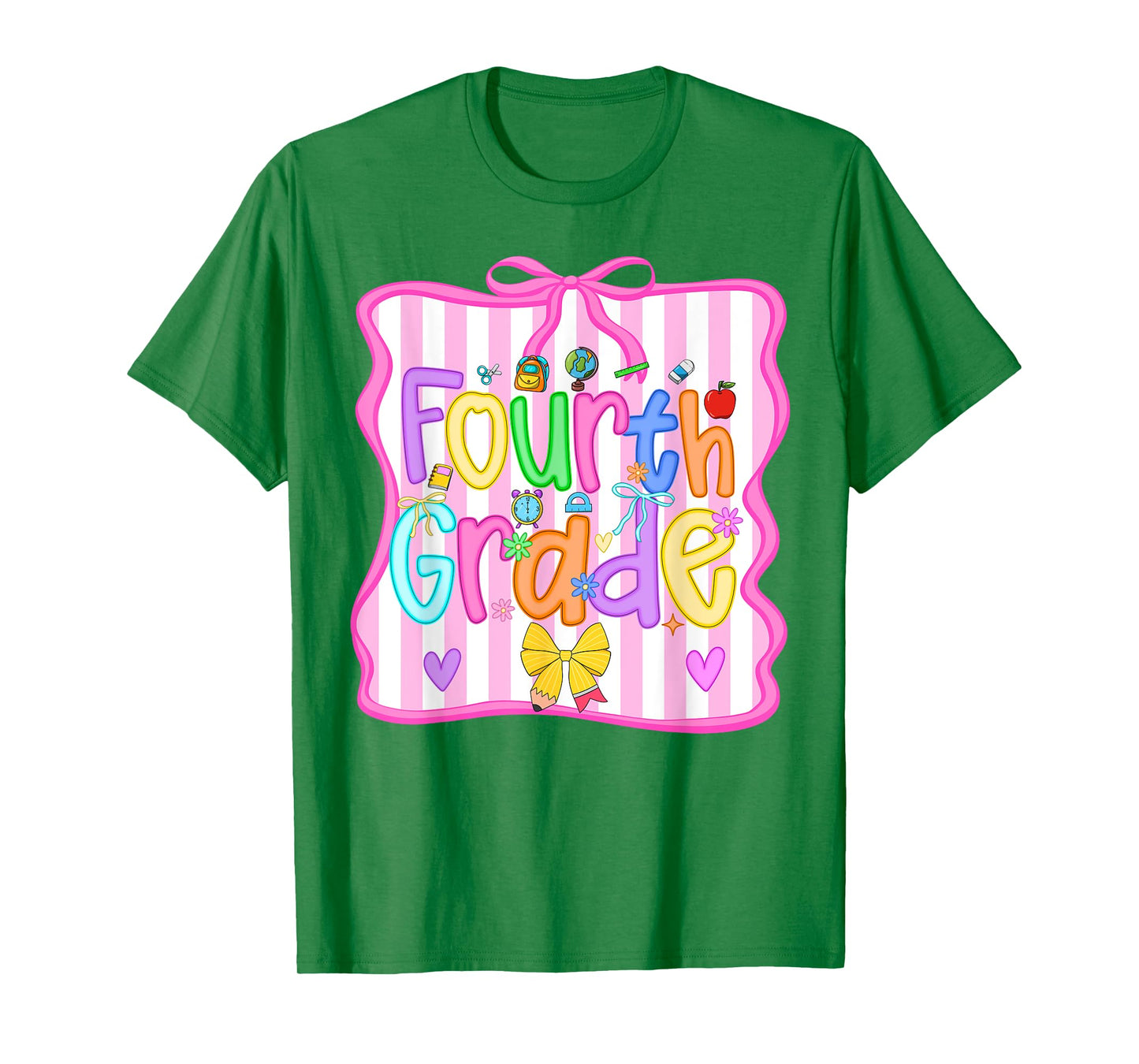 Back To School Fourth Grade Girls Bow 4th Grade Teacher Kids T-Shirt