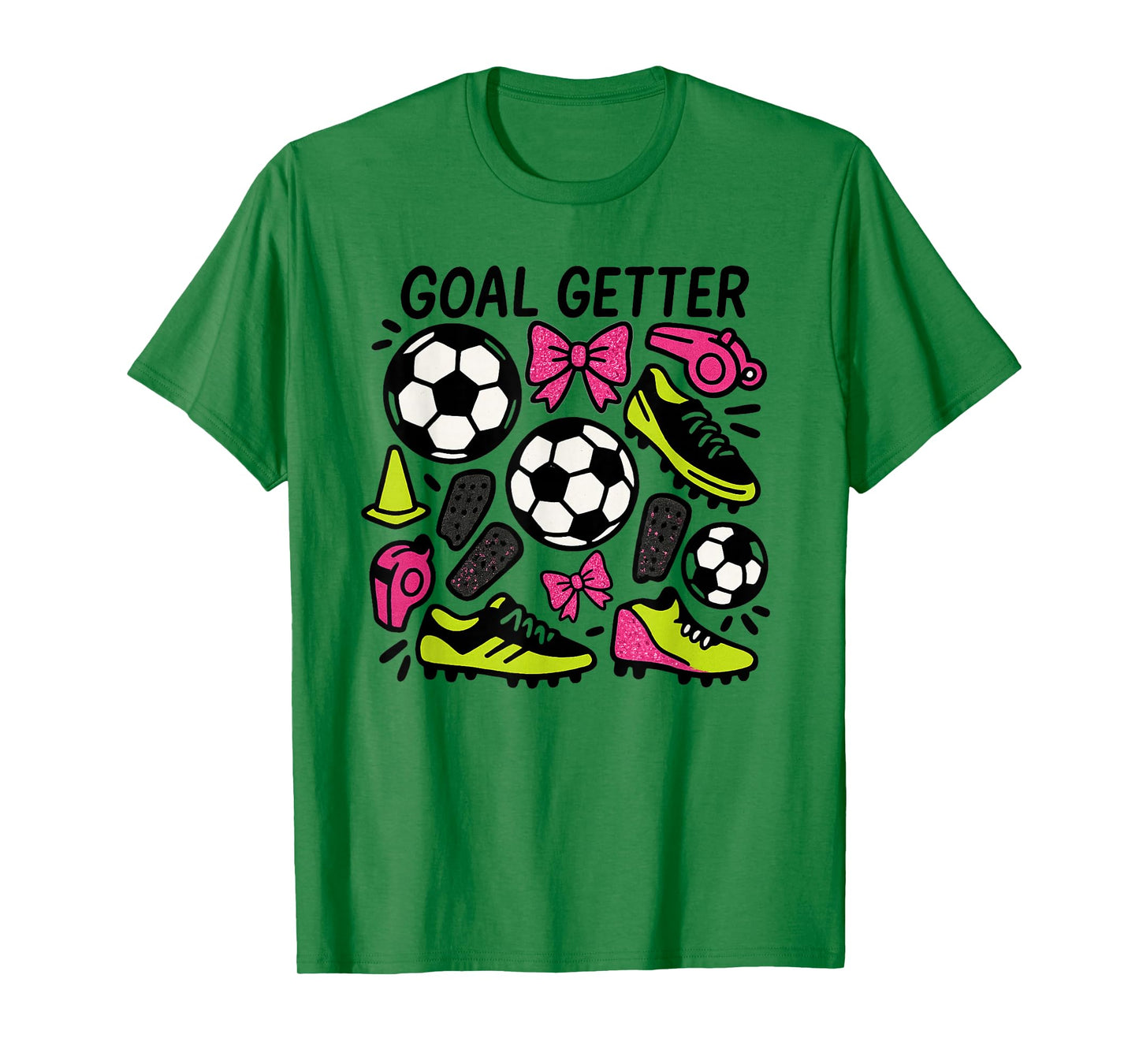 Goal Getter Coquette Soccer Design with Bows and Cleats T-Shirt