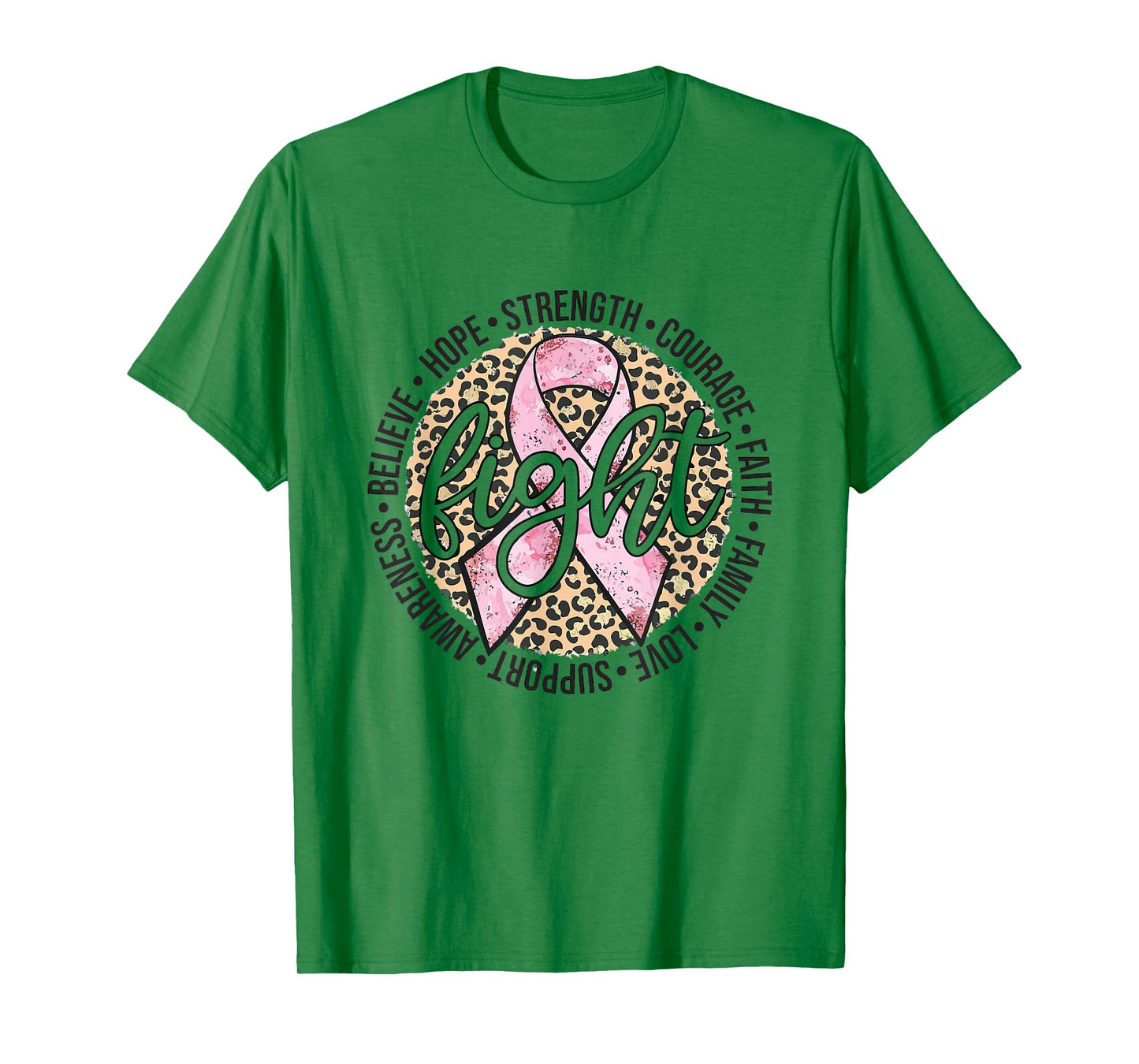 Leopard Cheetah Print Fight Breast Cancer Awareness Warrior T-Shirt