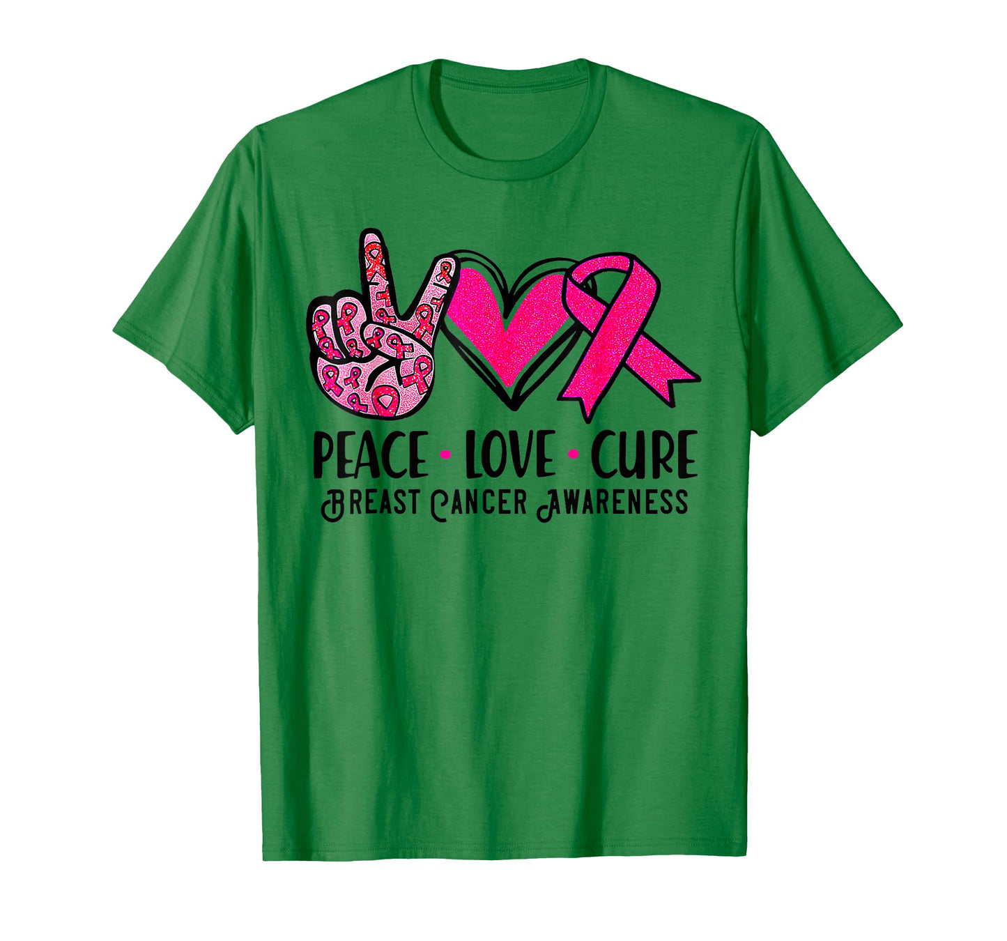 Peace Love Cure Pink Ribbon Breast Cancer Awareness T-Shirt