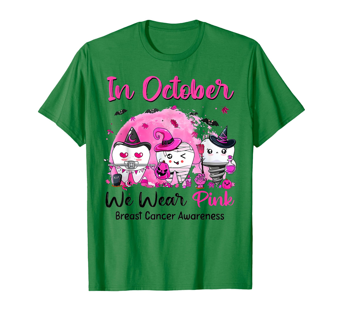 In October we Wear Pink Breast Cancer Leopard Dentist Dental T-Shirt