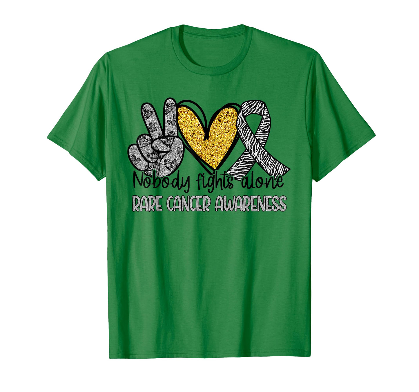 Nobody Fights Alone Zebra Ribbon Rare Cancer Awareness T-Shirt