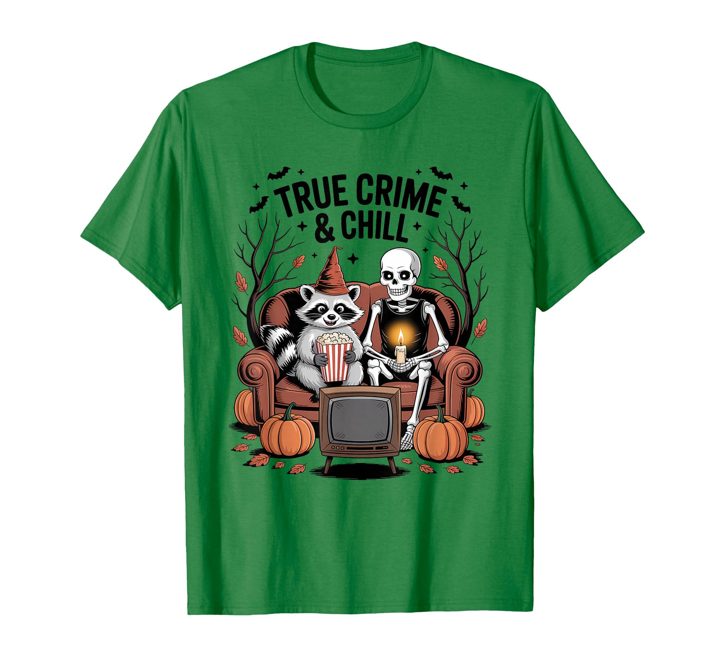 Skeleton and and Raccoon Trendy Halloween Men Women and Kids T-Shirt