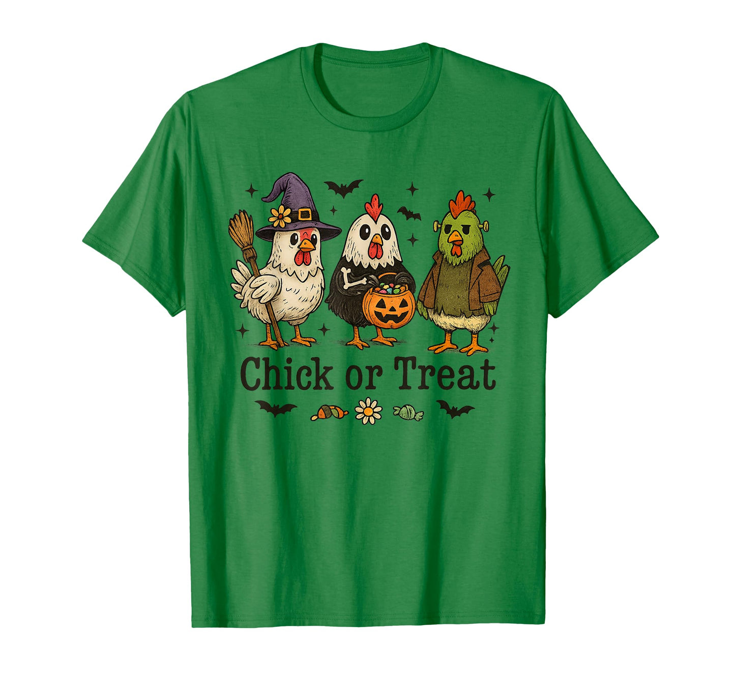 Spooky Farm Animal Chicken Witch Skeleton Trick or Treat T-Shirt