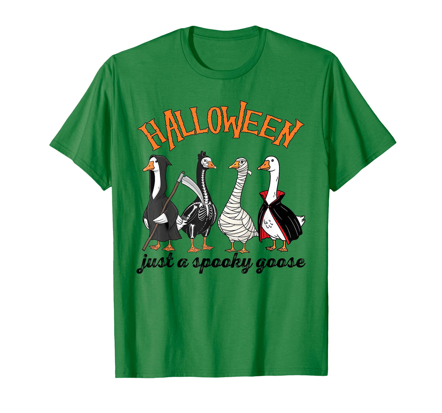 Halloween Just A Spooky Goose, Skeleton Grim Reaper Goose T-Shirt