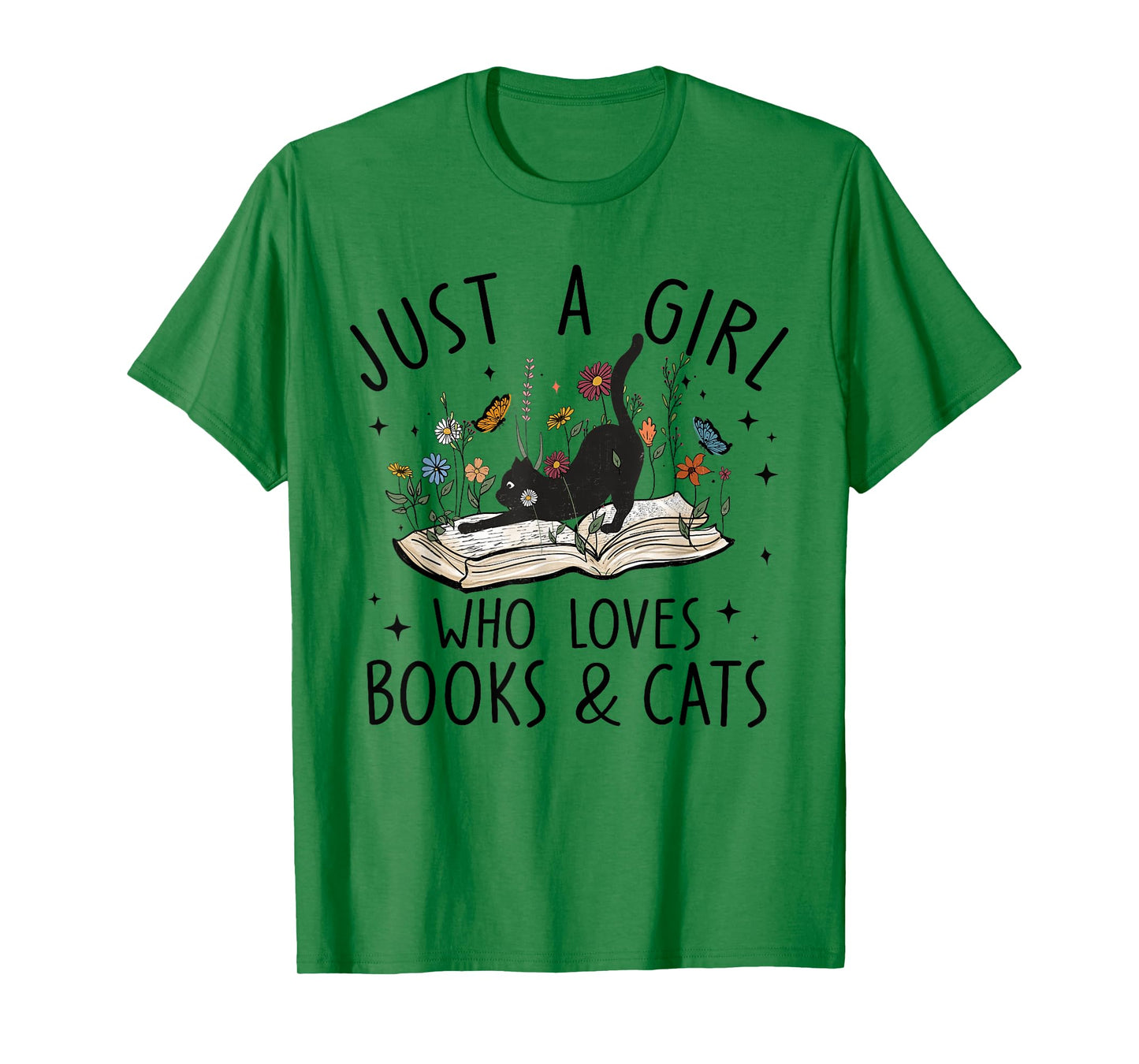 just A Girl Who Loves Cats And Books Reading Bookworm Girls T-Shirt