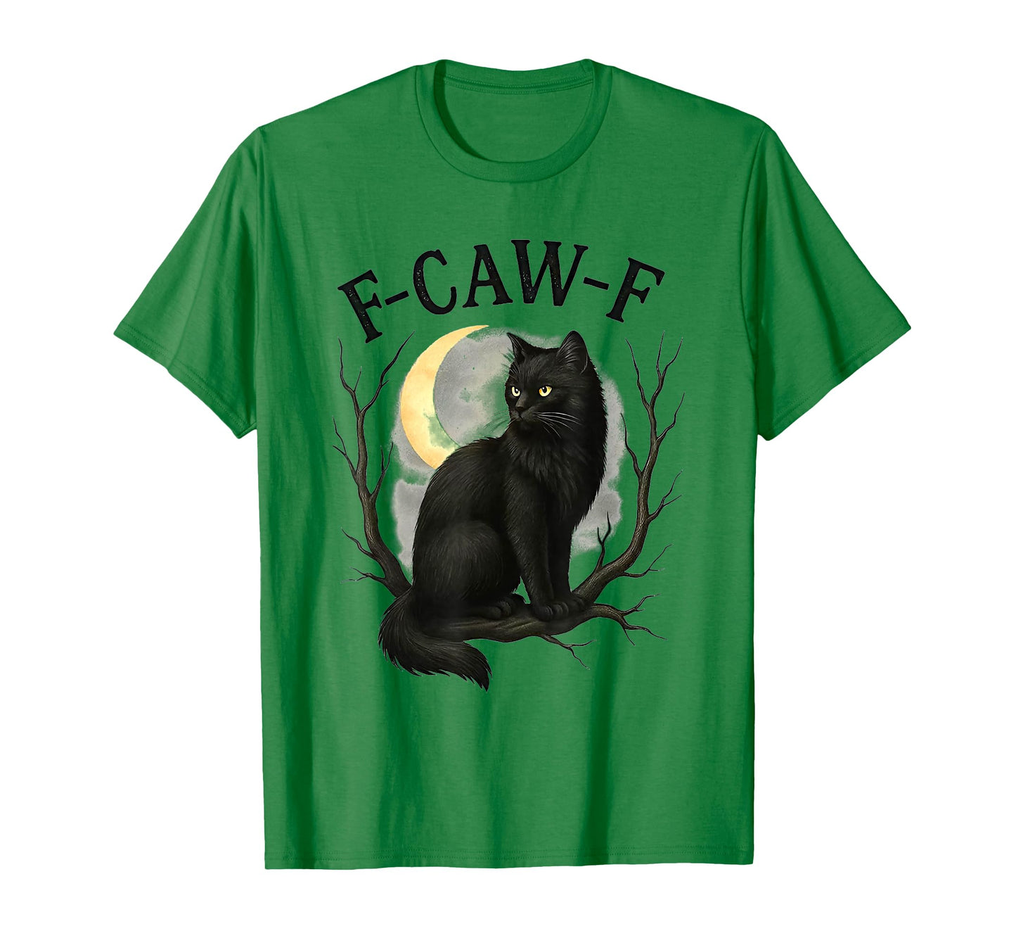 F Caw F Black Cat and Moon Halloween T-Shirt