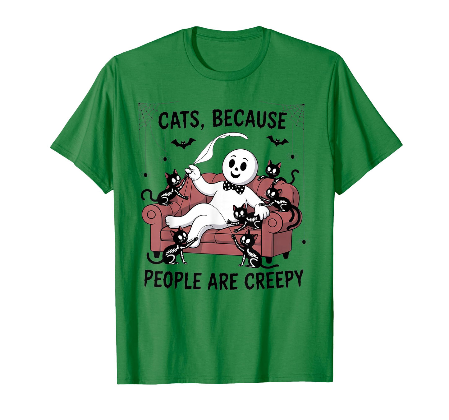 Cats Because People are Creepy Ghost Halloween Cat Mom Kids T-Shirt