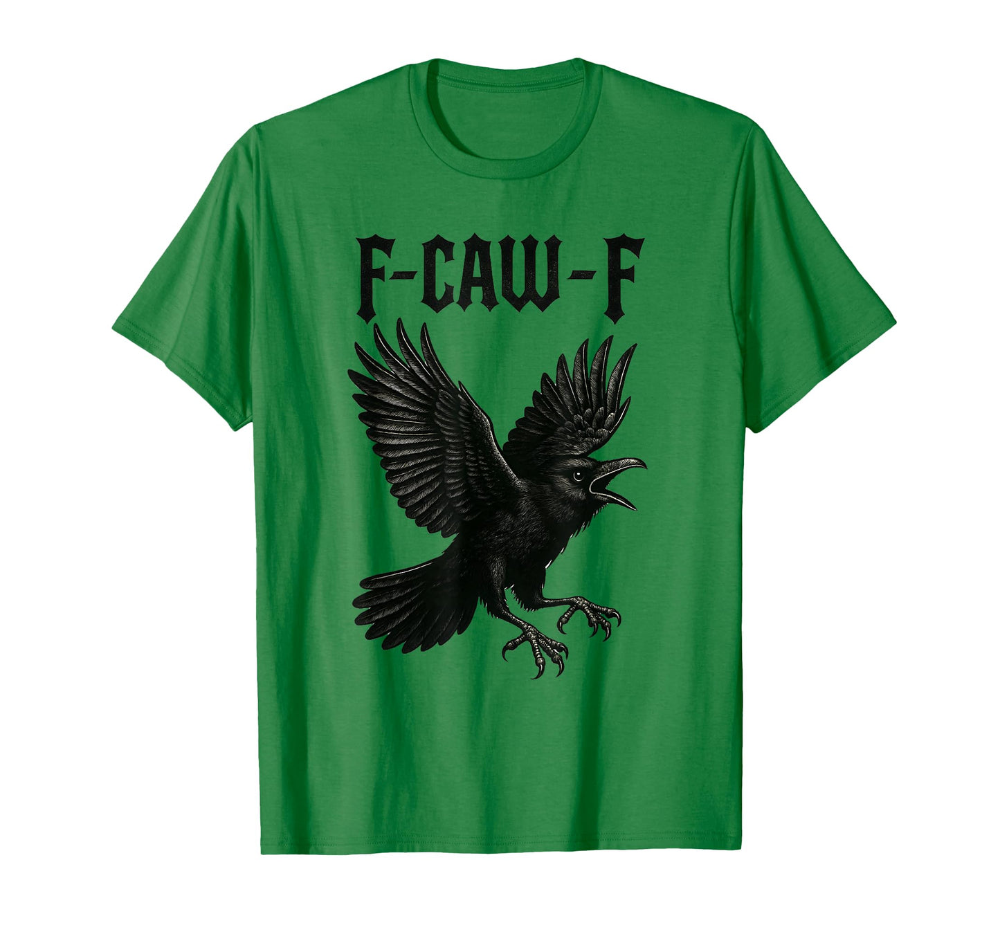 Black Crow F-Caw-F Gothic Humor Design Funny Black Bird Moon T-Shirt