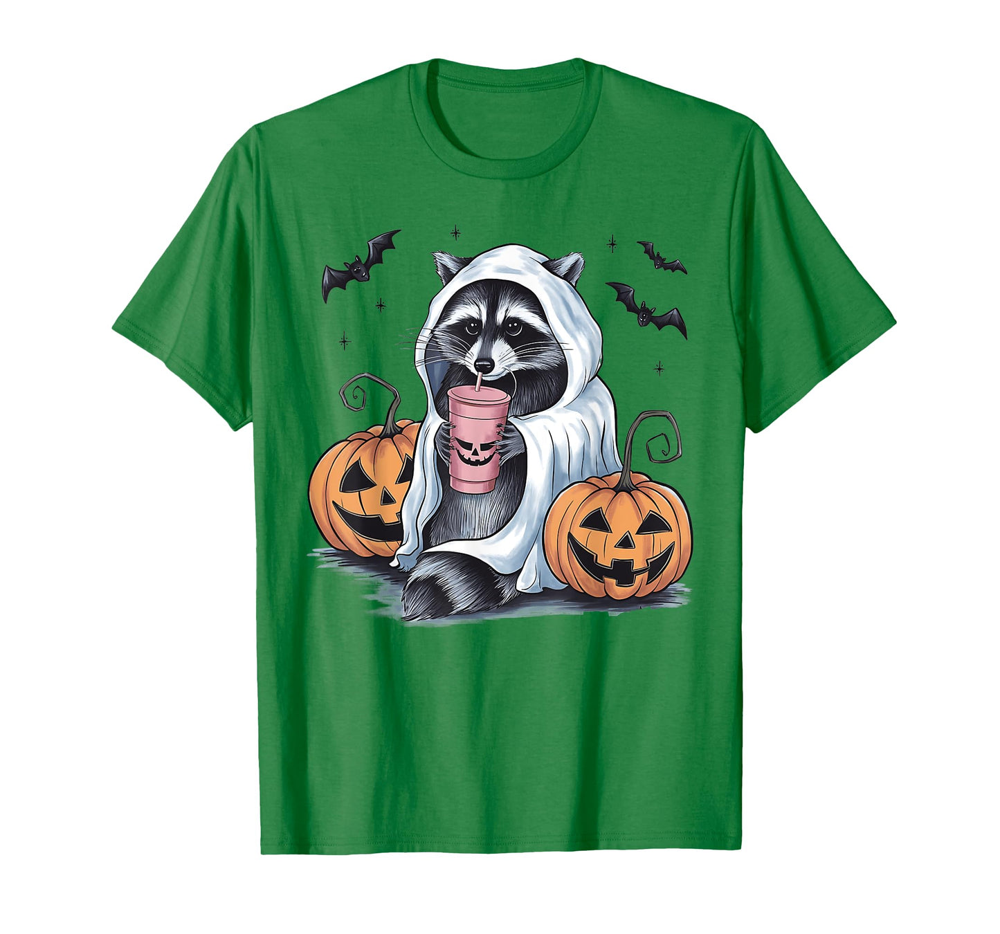 Cute Ghost Pumpkin Halloween Raccoon Costume Raccoon Lovers T-Shirt