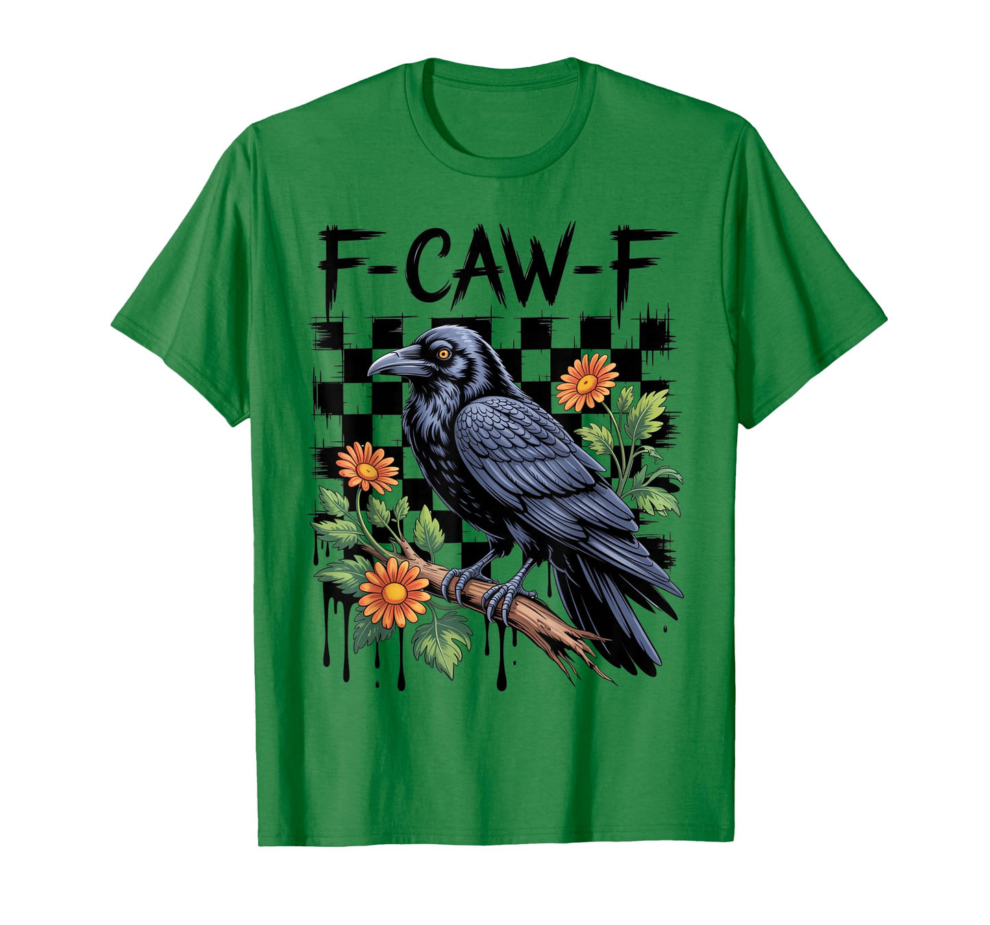 Black Crow F-Caw-F Funny Gothic Bird Moon Adult Humor T-Shirt