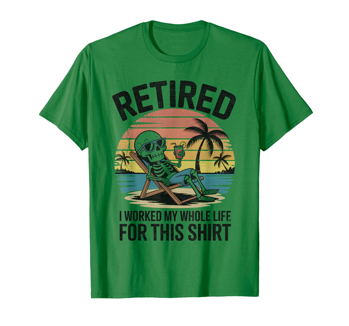 Retro Retired Skeleton Funny Vacation Retirement T-Shirt