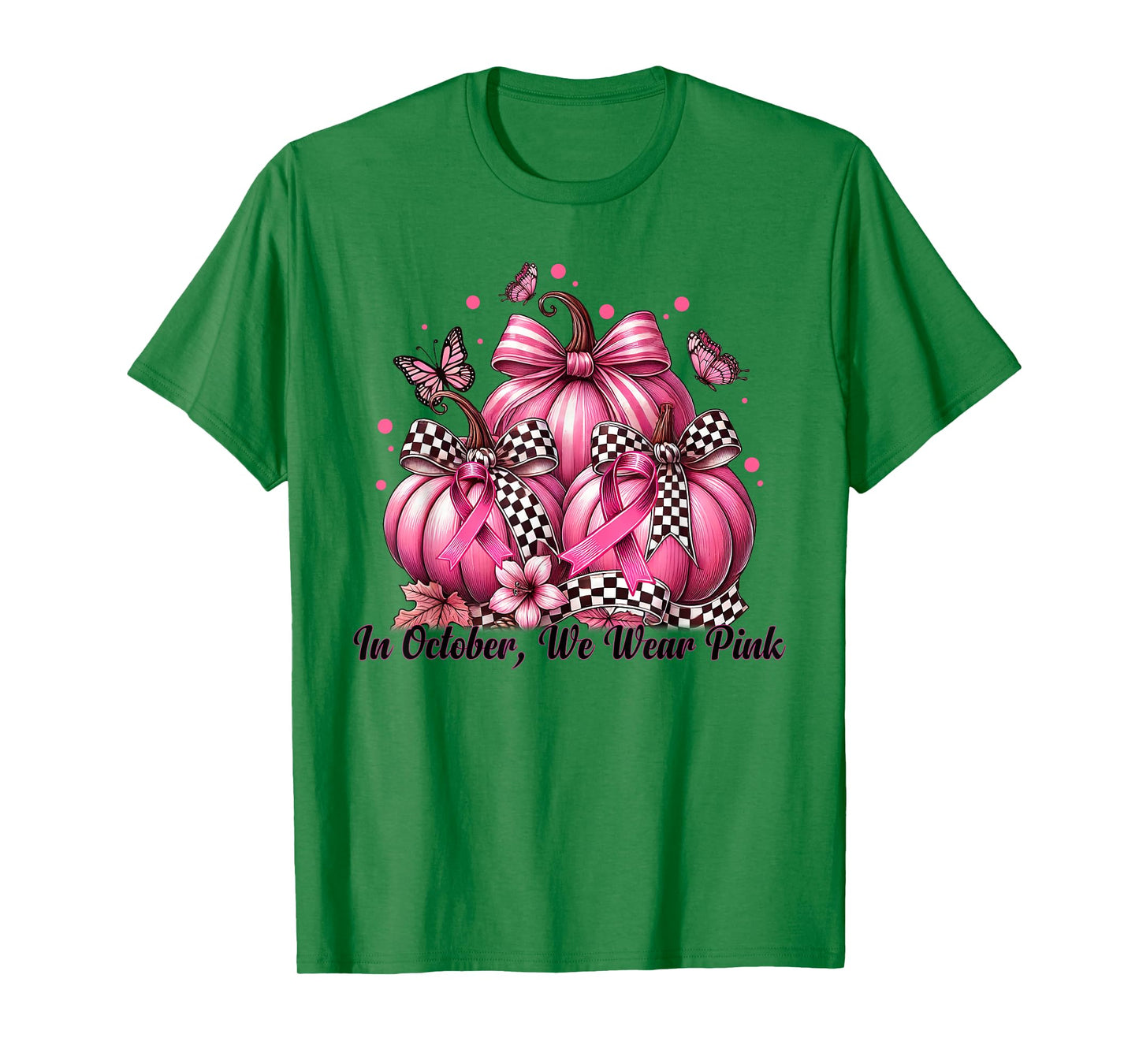 Coquette Bow Pumpkin In October We Wear Pink Breast Cancer T-Shirt