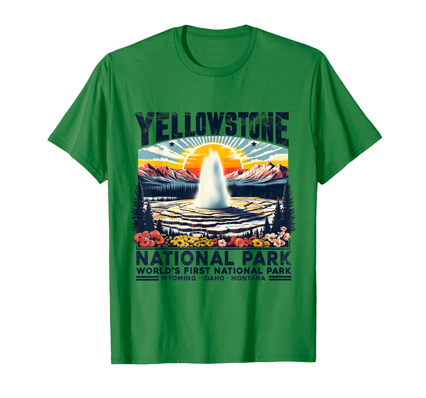 Yellowstone National Park Family Road Trip Retro Travel Art T-Shirt
