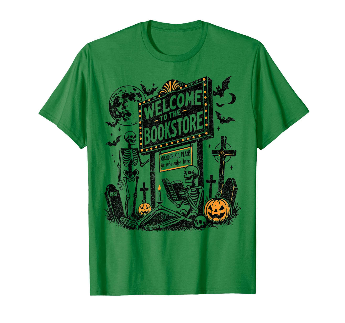 Welcome to The Bookstore Skeleton, Spooky Season Goth Snarky T-Shirt