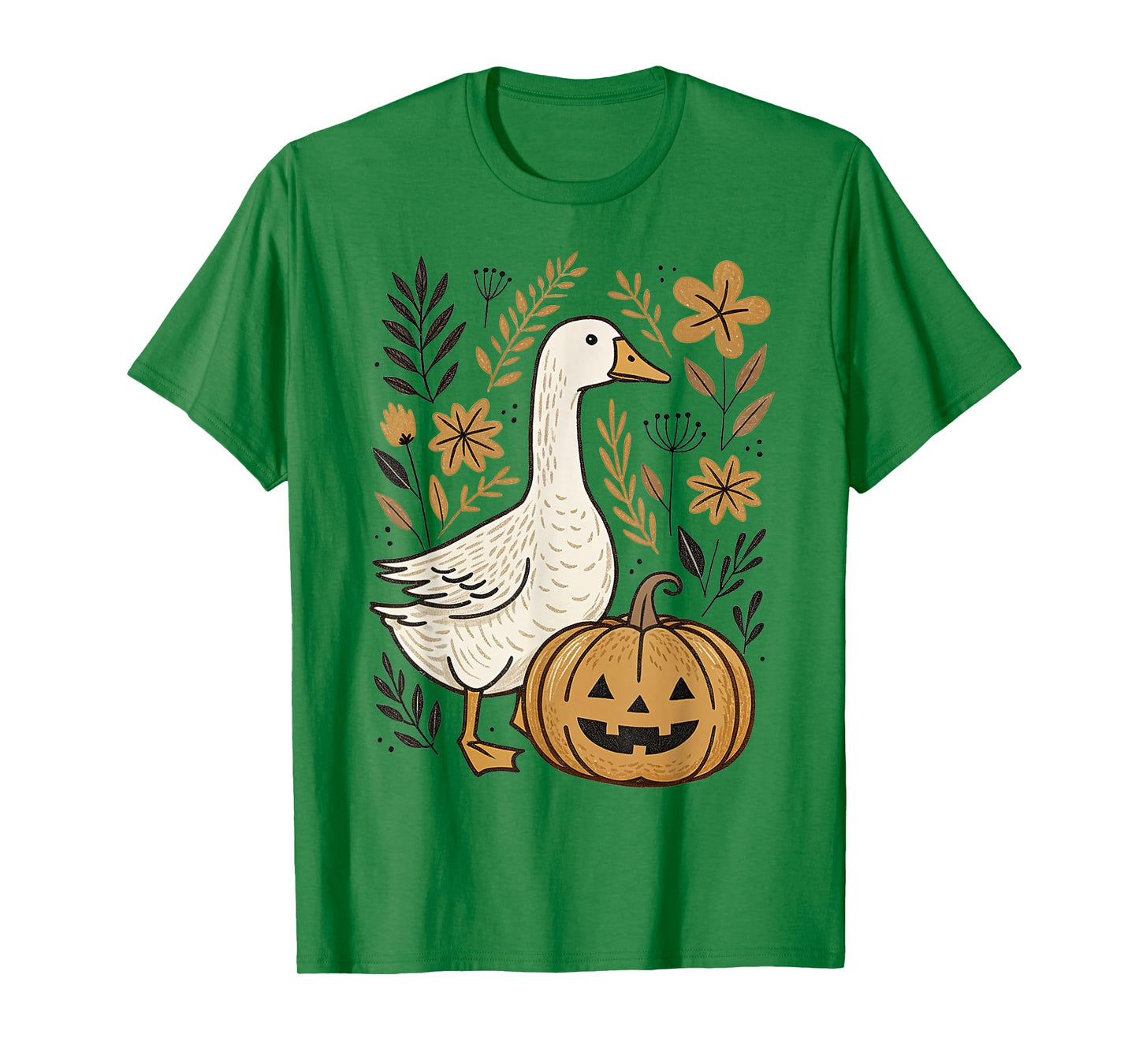 Vintage Floral Boho Silly Goose Pumpkin Cute Halloween Fall T-Shirt