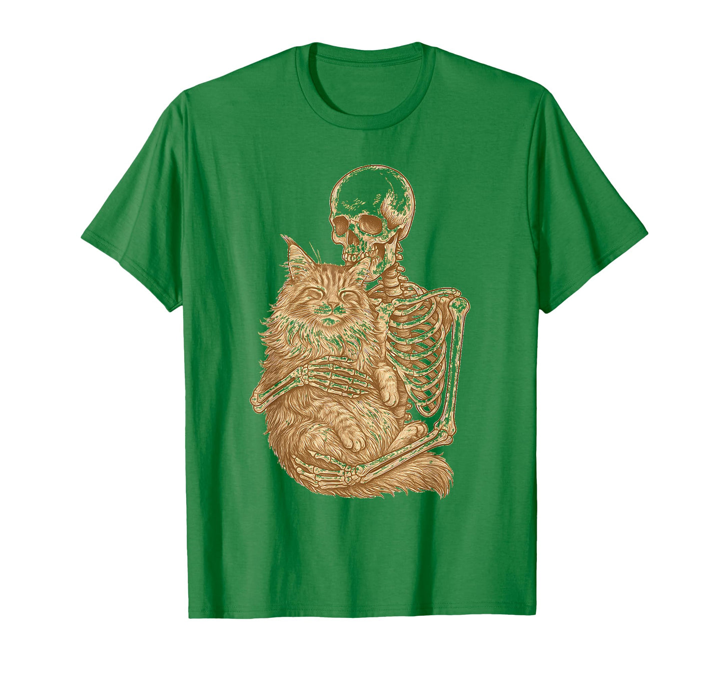 Skeleton Hugging Maine Coon Cat T-Shirt