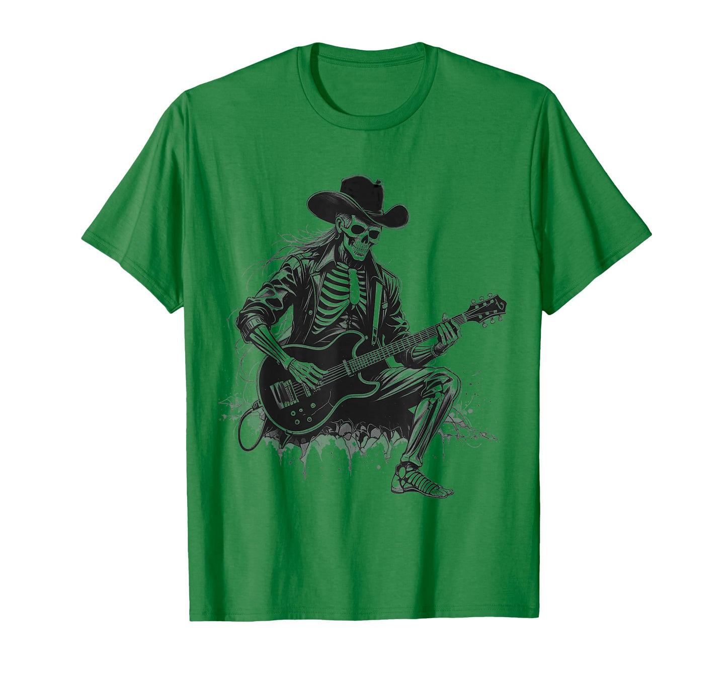 Skeleton Playing Electric Guitar for Halloween Men Women T-Shirt