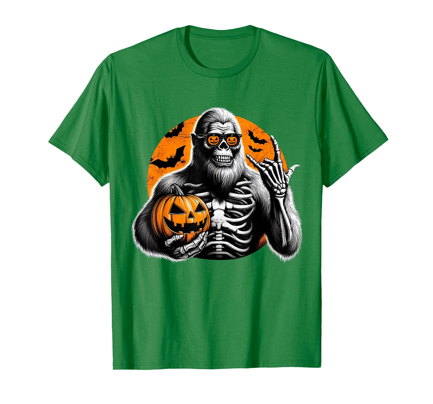Funny Sasquatch Bigfoot Skeleton Halloween Boys Mens Spooky T-Shirt
