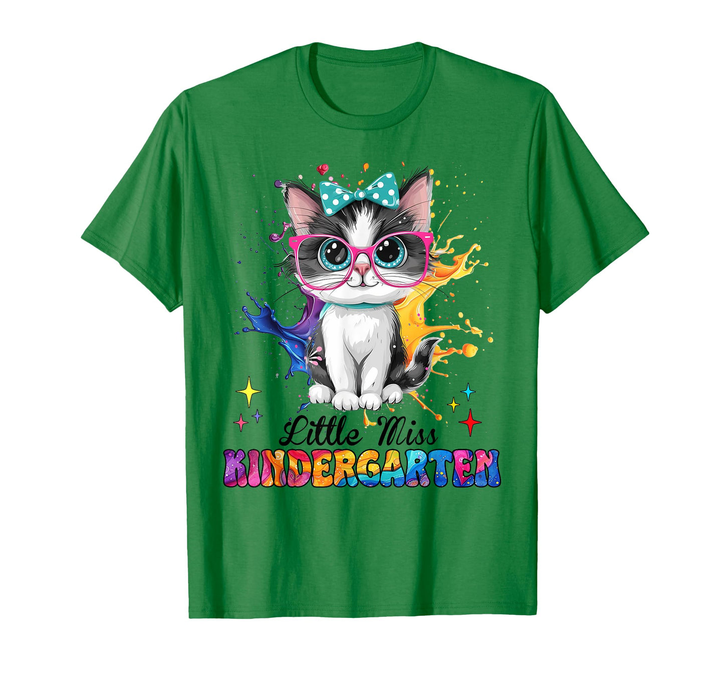 Little Miss Kindergarten Kitten Back To School Cat Girl Kids T-Shirt