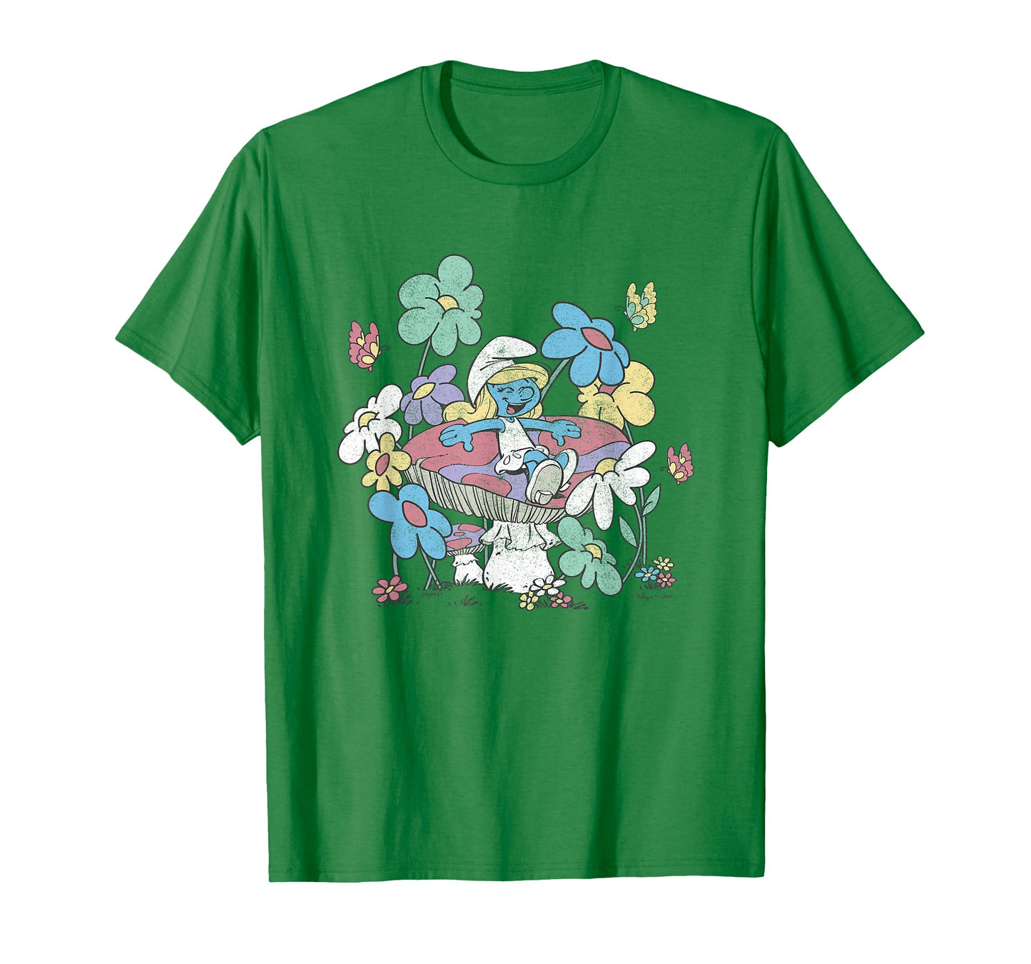 The Smurfs Smurfette Having Fun In Nature Distressed T-Shirt
