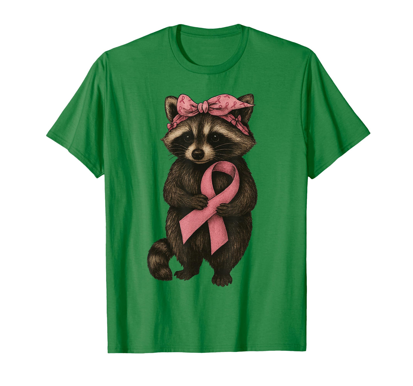Raccoon Breast Cancer Awareness Pink Ribbon Cute Animal T-Shirt