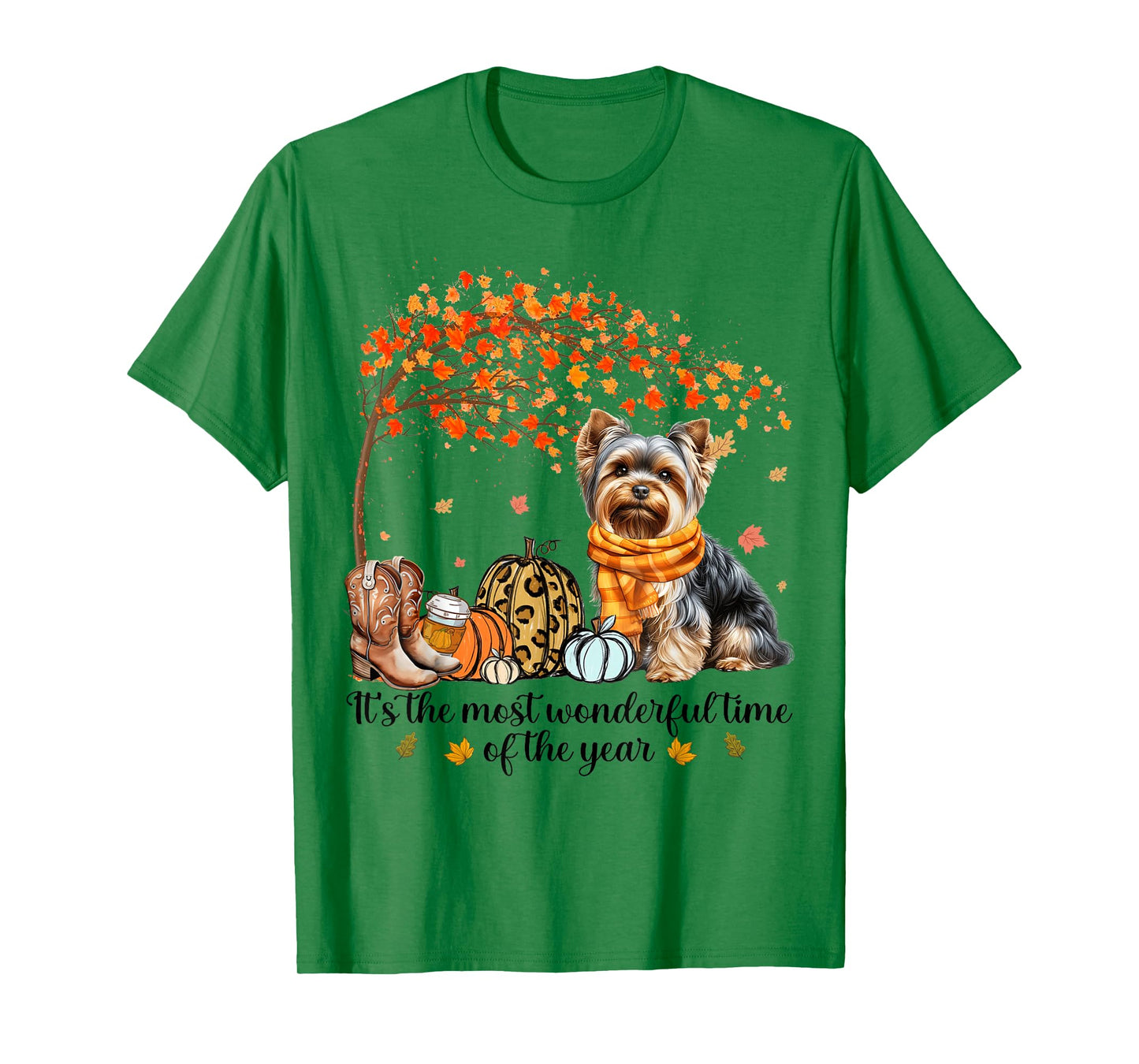 It’s The Most Wonderful Time Yorkie Pumpkins Autumn Fall T-Shirt