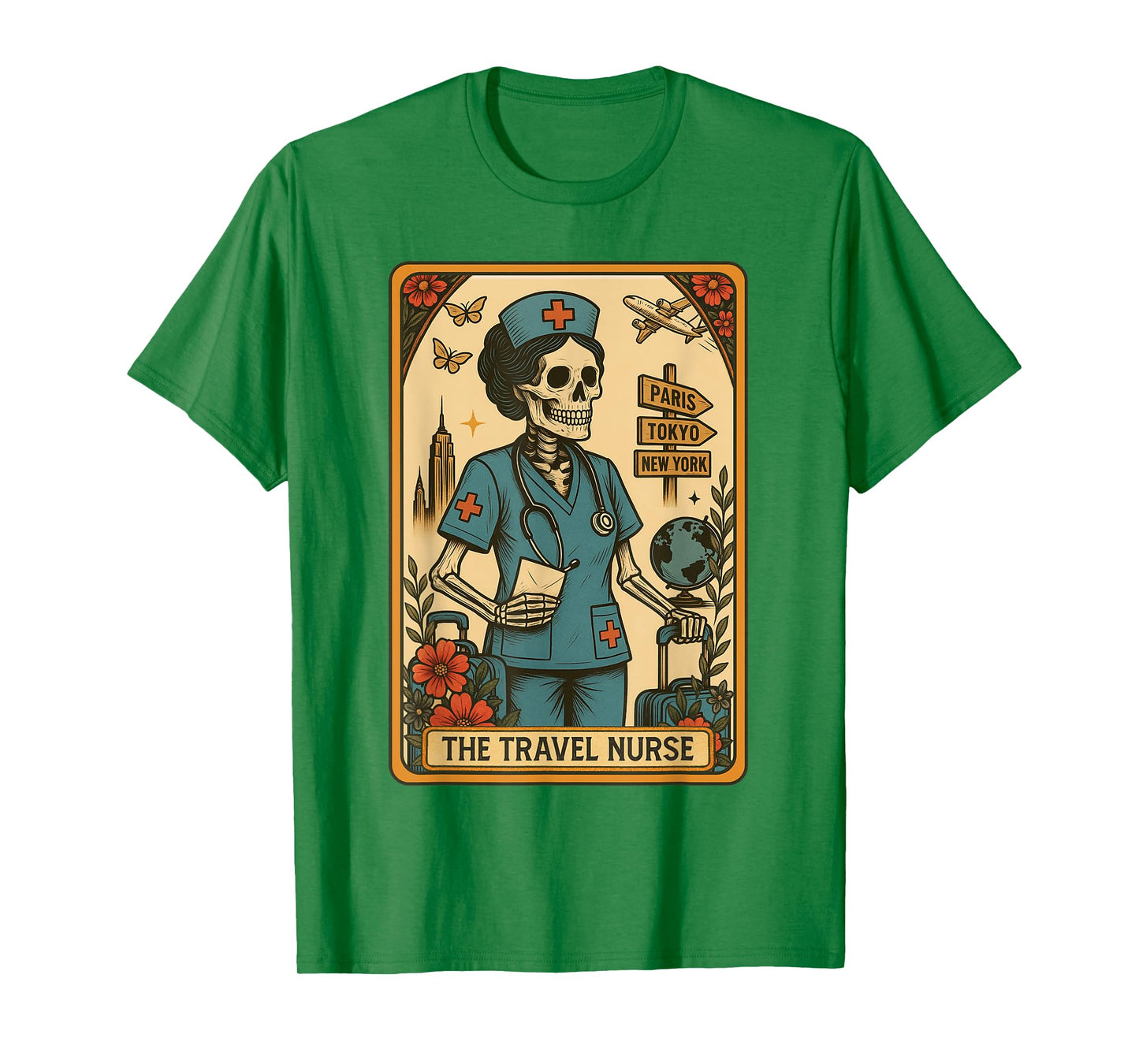 Travel Nurse Tarot Card Skeleton Nursing Registered Nurse T-Shirt