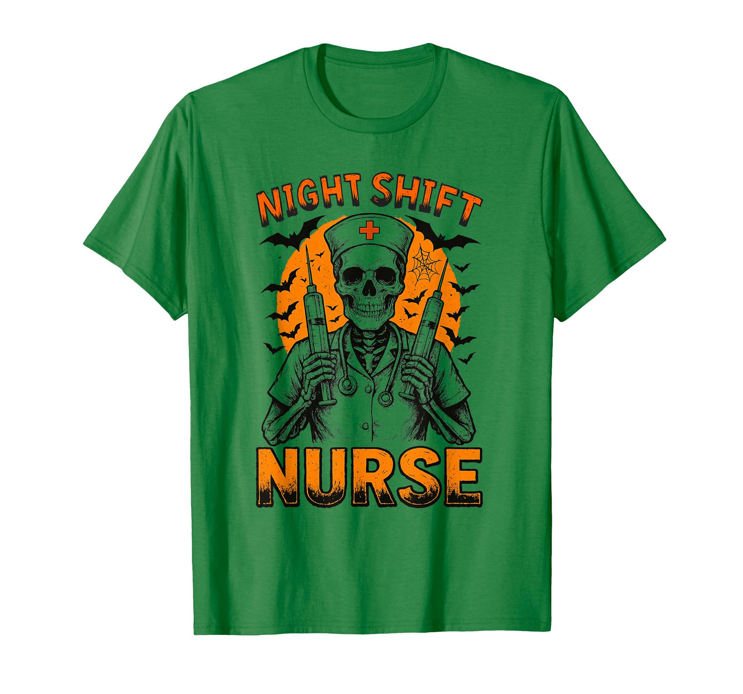 RN ICU Night Shift Nurse Skeleton Halloween Costume Women T-Shirt