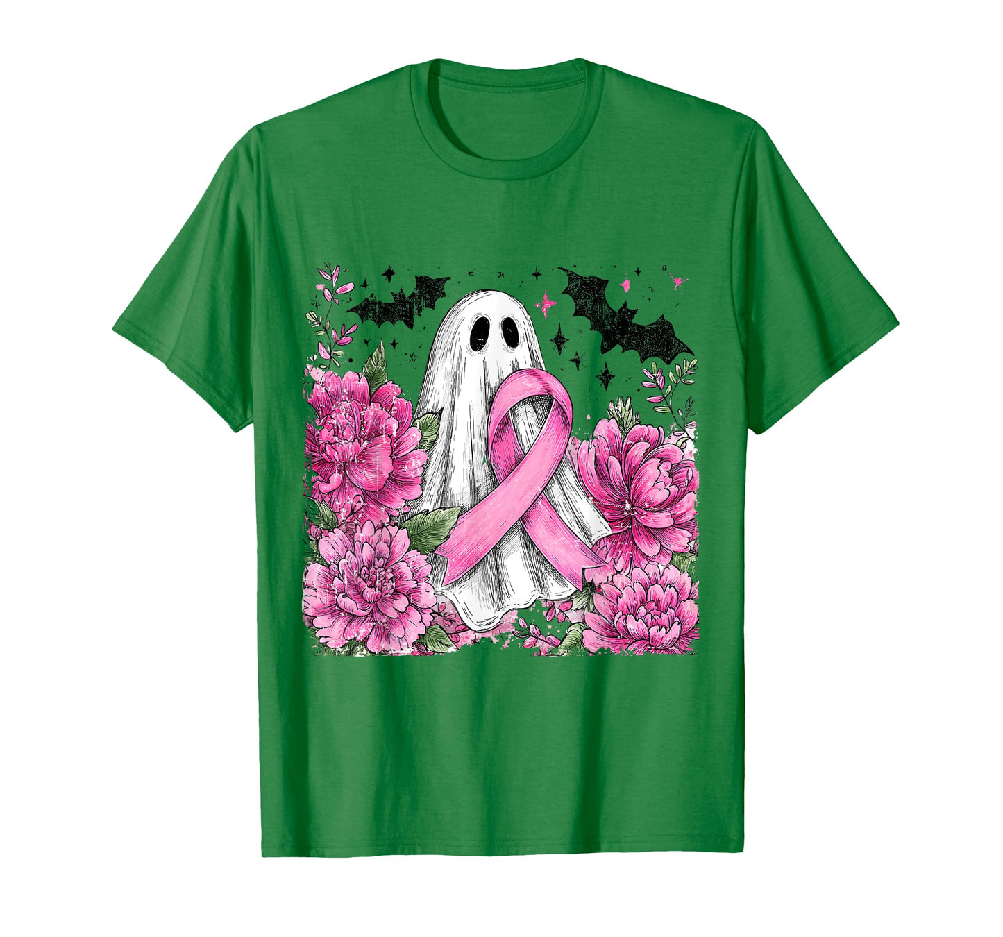 Patchwork Coquette Bow Breast Cancer Ghost Halloween Denim T-Shirt