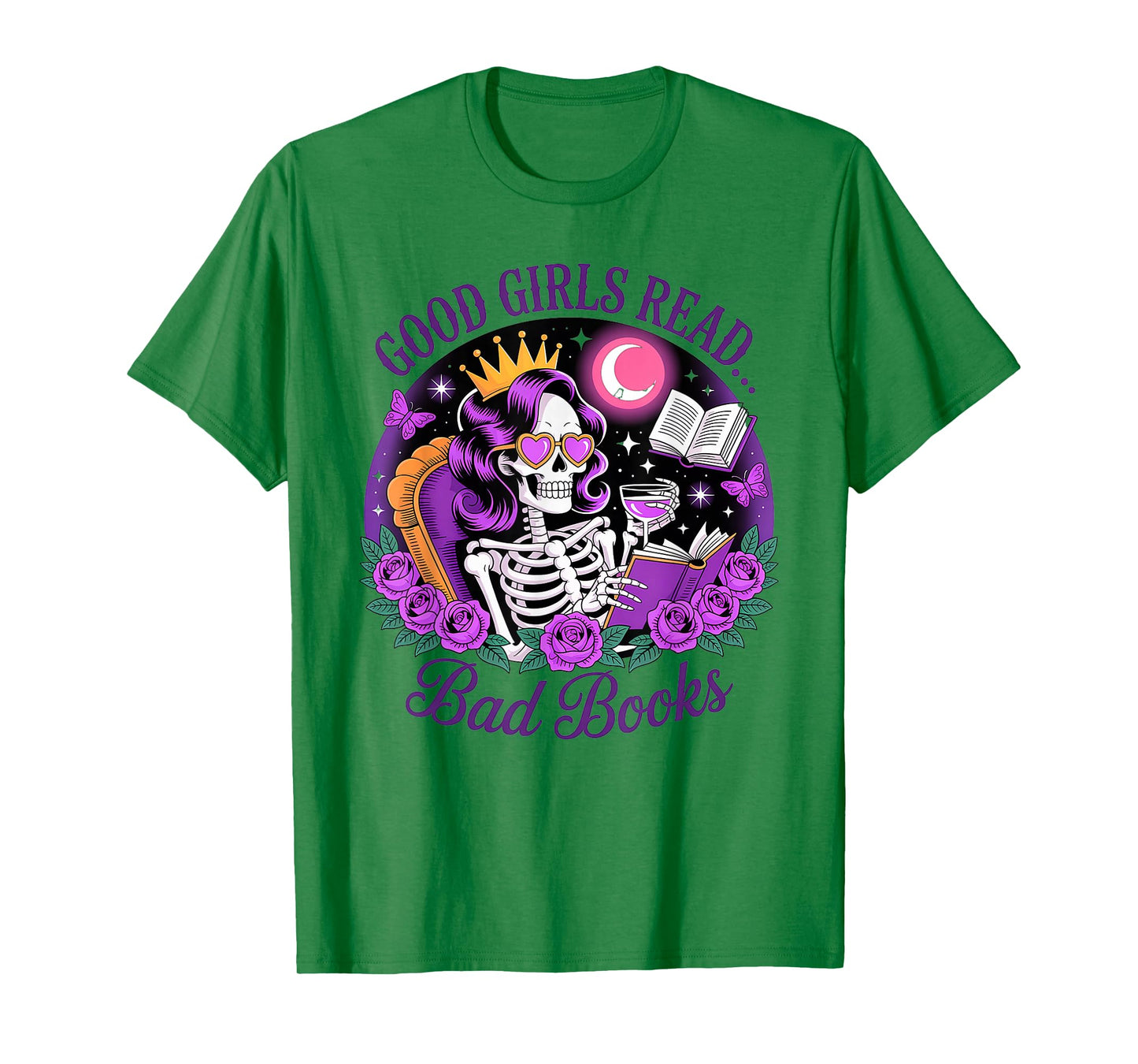 Good Girls Read Smutty Books Skeleton Reading Dark Academia T-Shirt