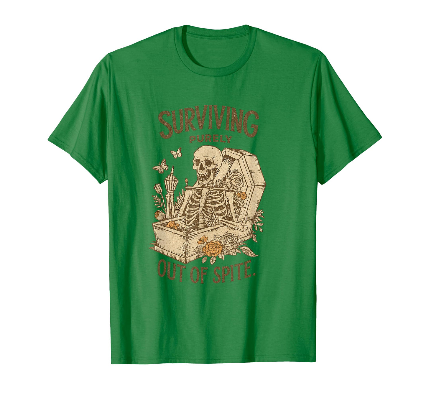 Surviving Purely Out of Spite Funny Goth Skeleton Halloween T-Shirt