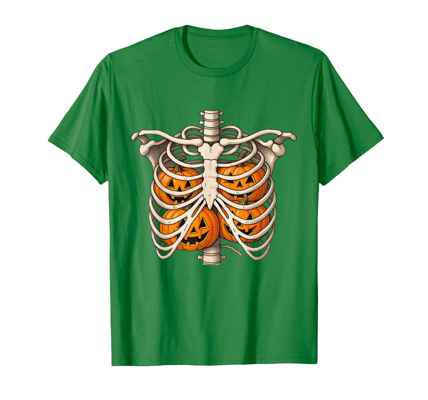 Ribcage Pumpkins Halloween Skeleton Spooky Season Fall Vibes T-Shirt